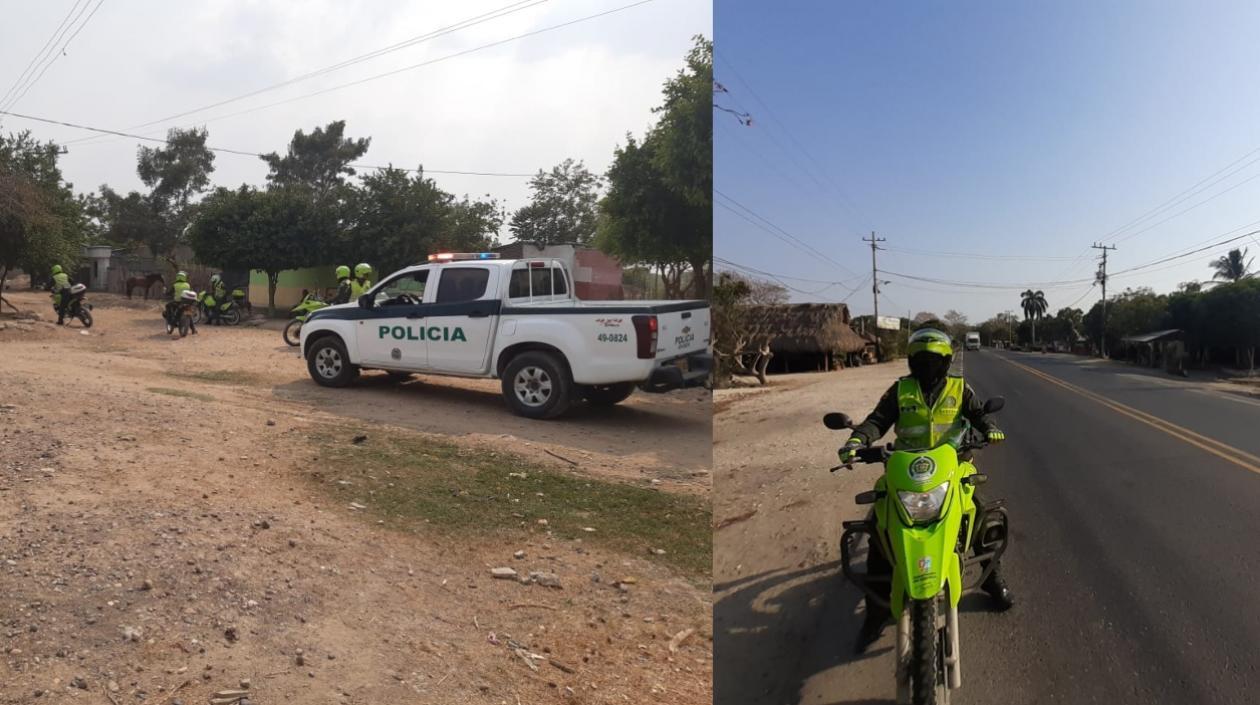 Policía realizando operativos por las calles de los municipios del Atlántico.