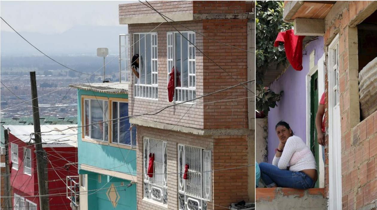 En muchas ventanas de las casas de Soacha hay colgados trapos rojos que indican que necesitan comida urgente.