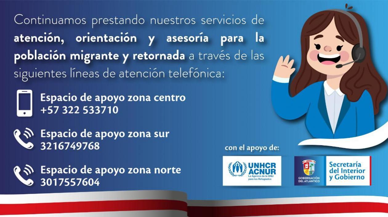 Líneas de urgencia para población migrante y retornada en el Atlántico.