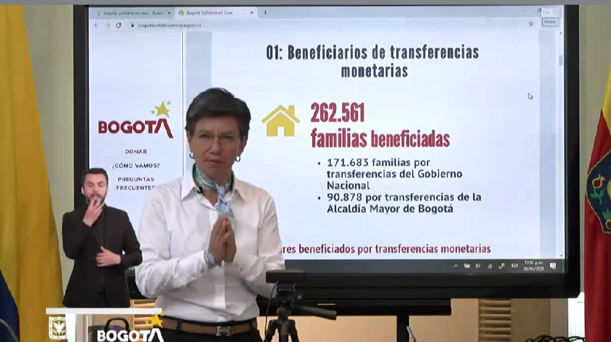 Claudia López en su intervención este mediodía.