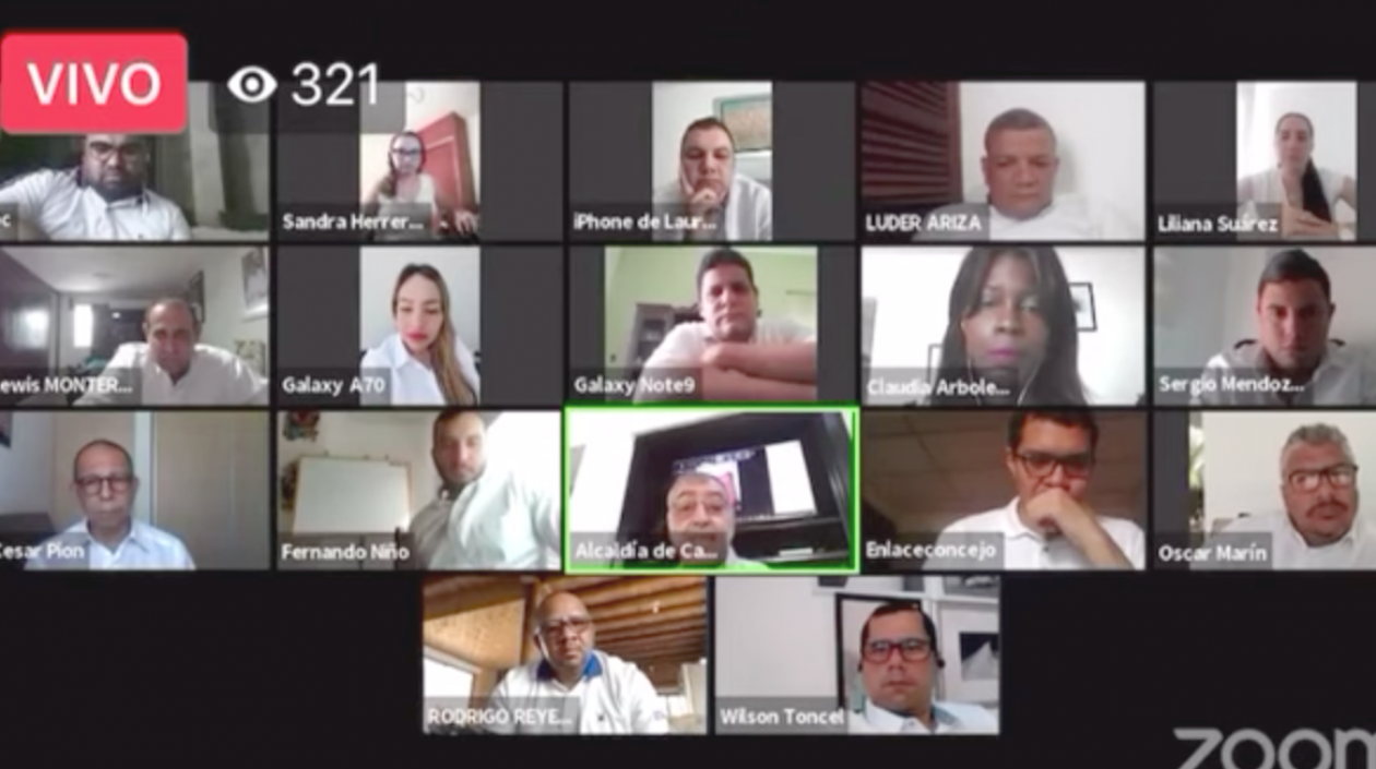 Sesión virtual del Concejo de Cartagena por Zoom.