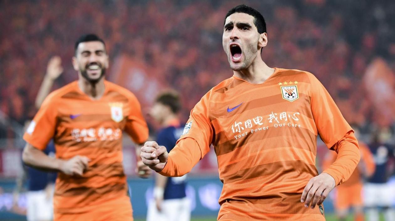 Marouane Fellaini celebra un gol. 