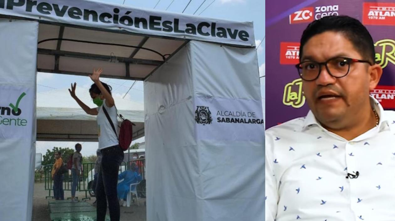 Cámara de desinfección y el médico infectólogo Jesús Tapia.