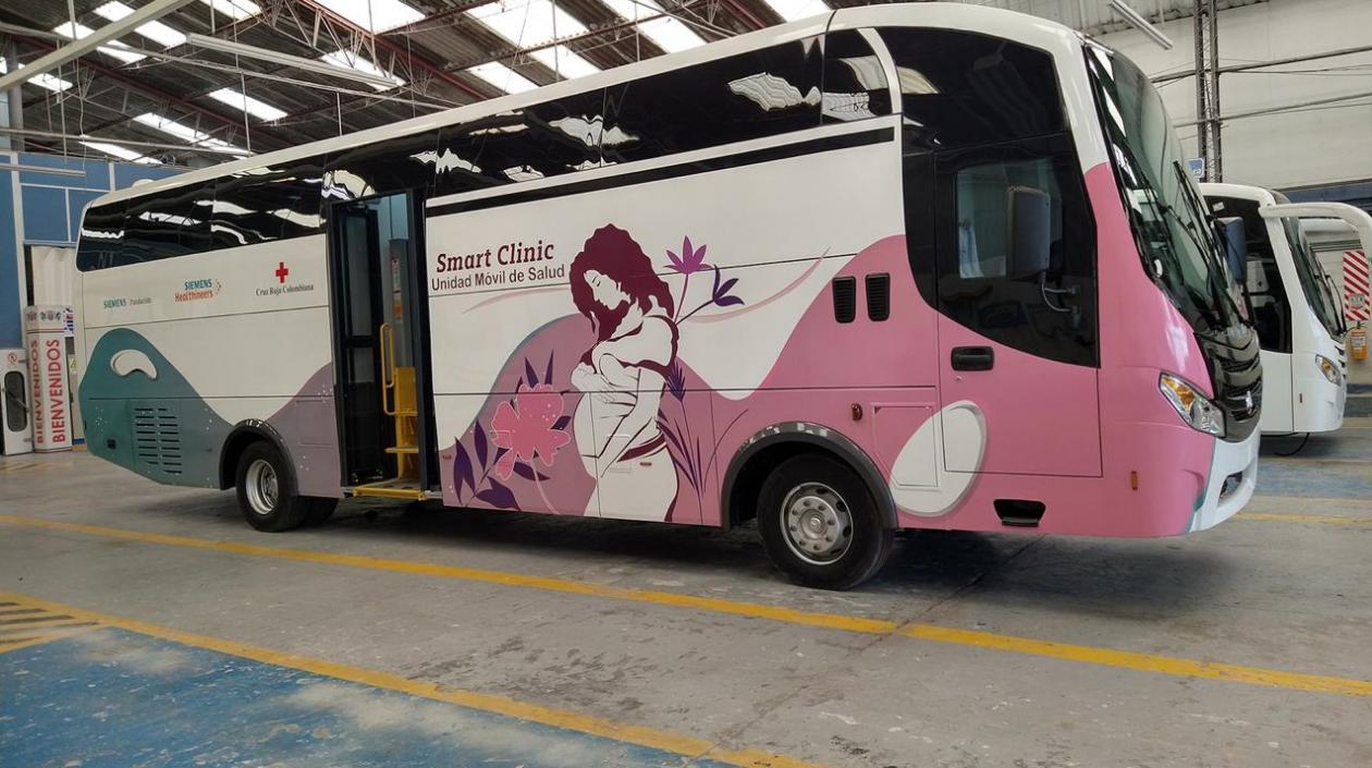 La clínica móvil donada por Siemens.