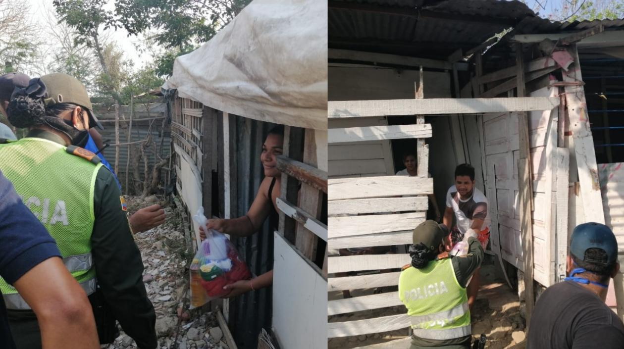 Entrega de mercados en el barrio Me Quejo.