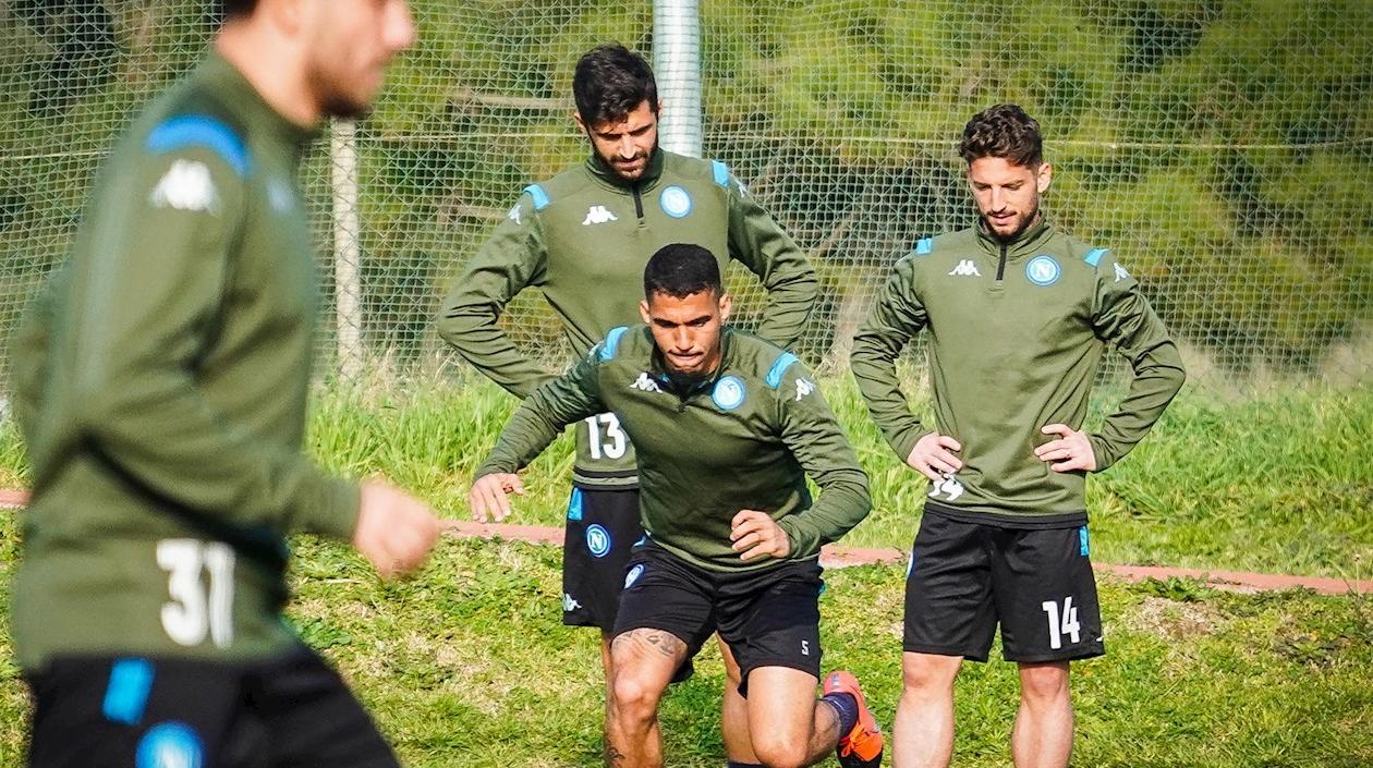 Jugadores entrenando antes de la emergencia por coronavirus en Italia.