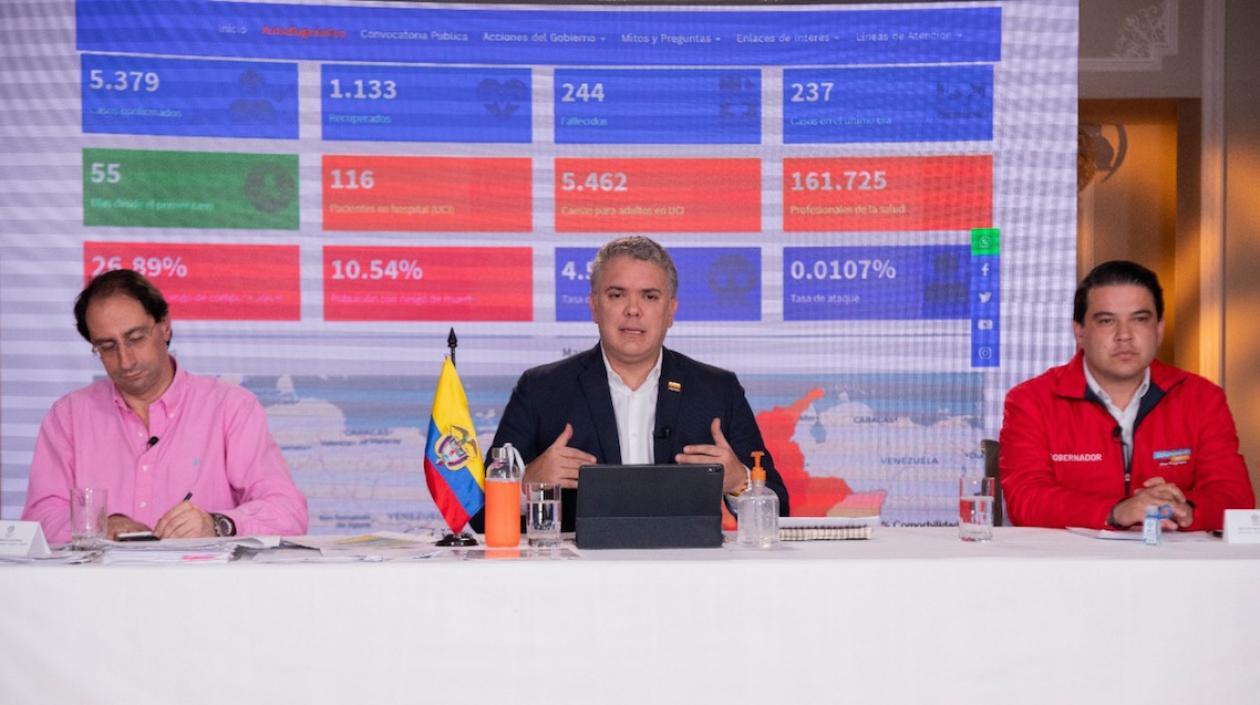 El Presidente Iván Duque explicando las medidas.