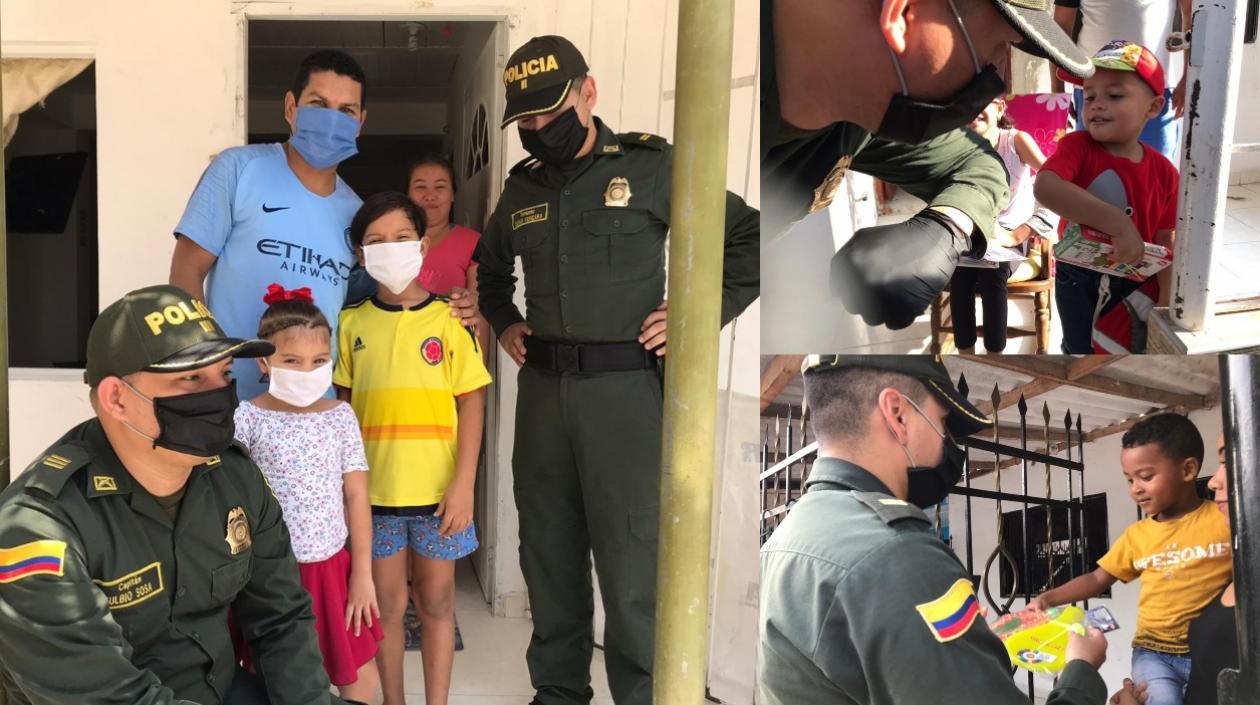 Entrega de juguetes por parte de la Policía.