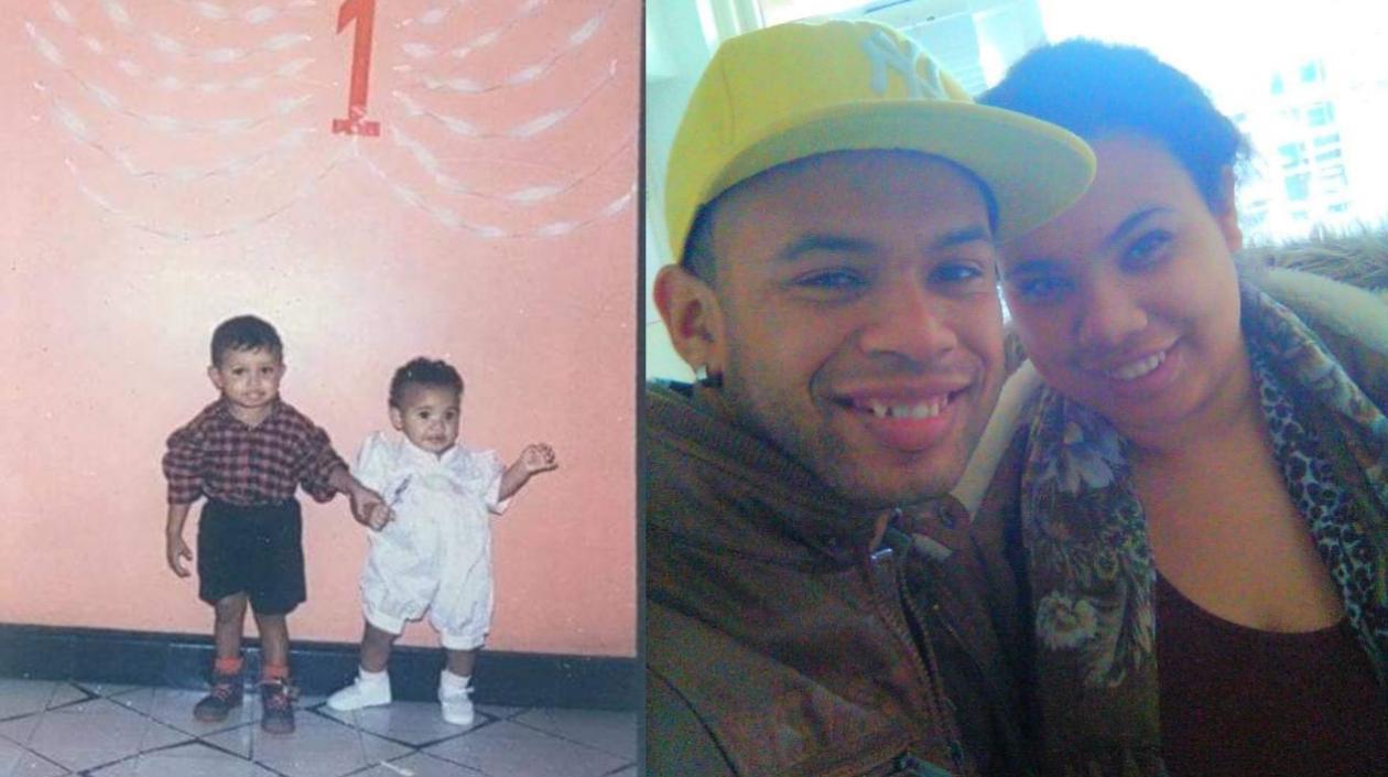 Los hermanos siendo niños y ahora ya adultos.