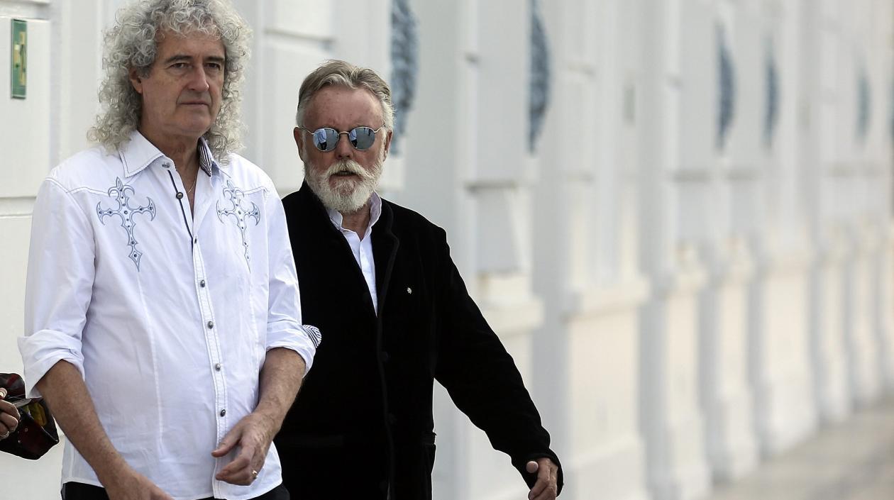 Los integrantes de la banda británica Queen Brian May (i) y Roger Taylor (d)