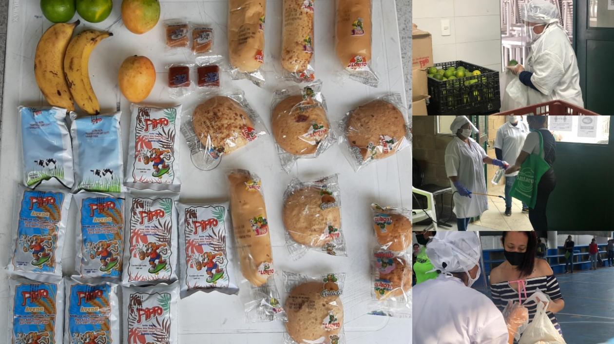 Imagen de las entregas y los alimentos.