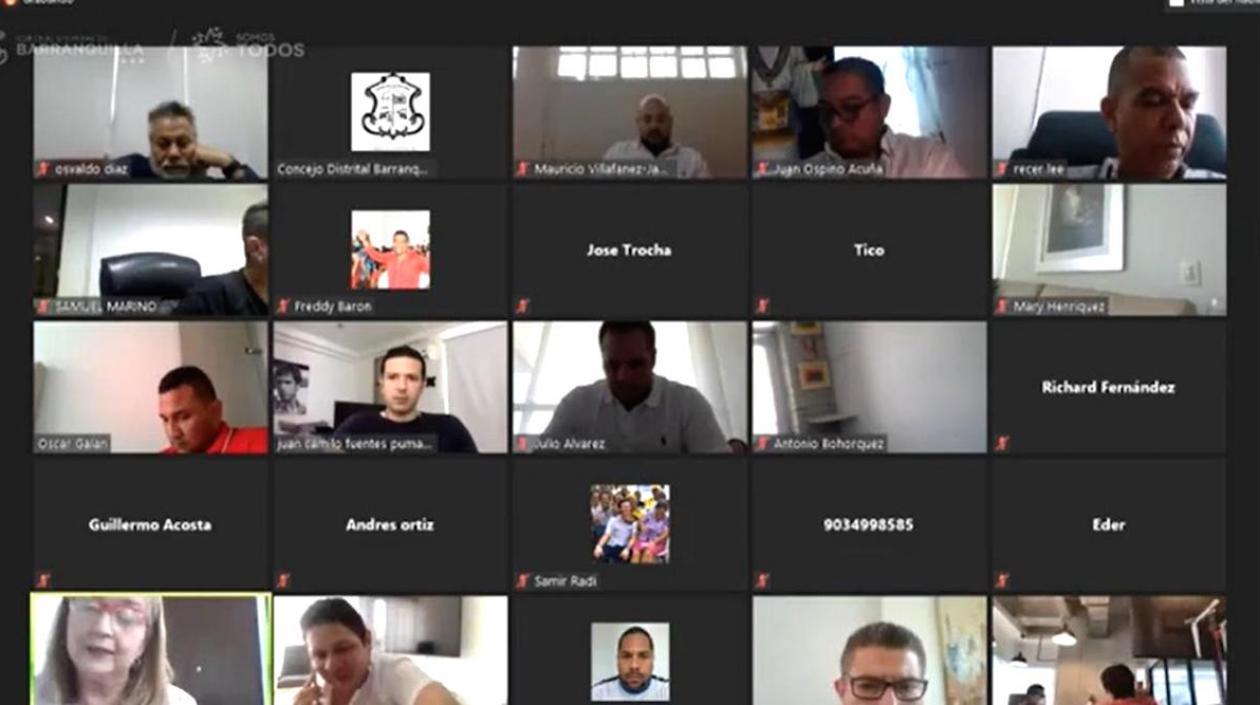 Sesión virtual del Concejo de Barranquilla.