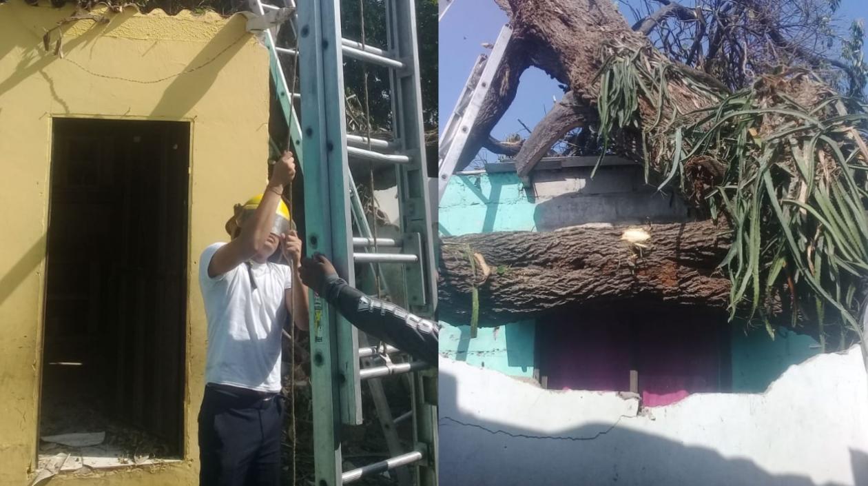 Bomberos en el sitio.