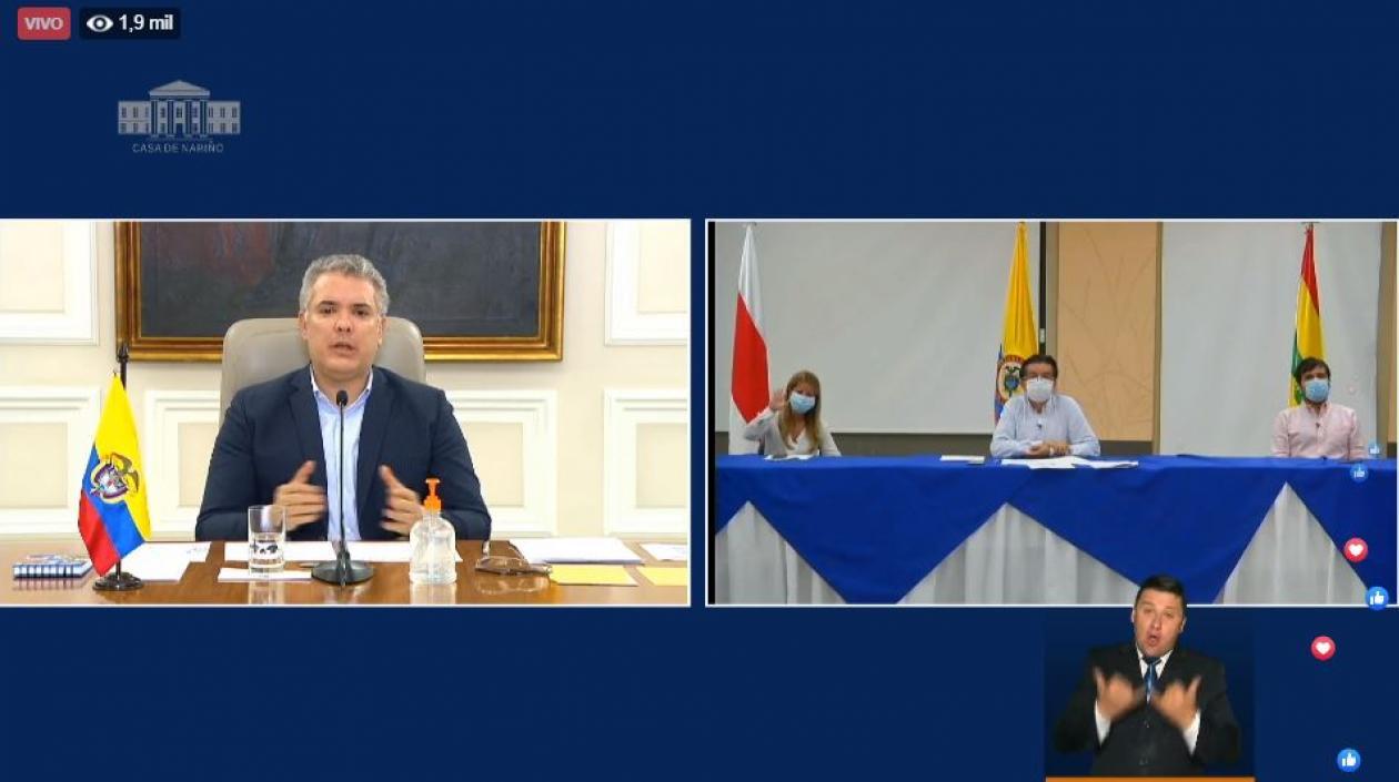 Presidente Iván Duque,con MinSalud, Gobernadora del Atlántico y Alcalde de Barranquilla.