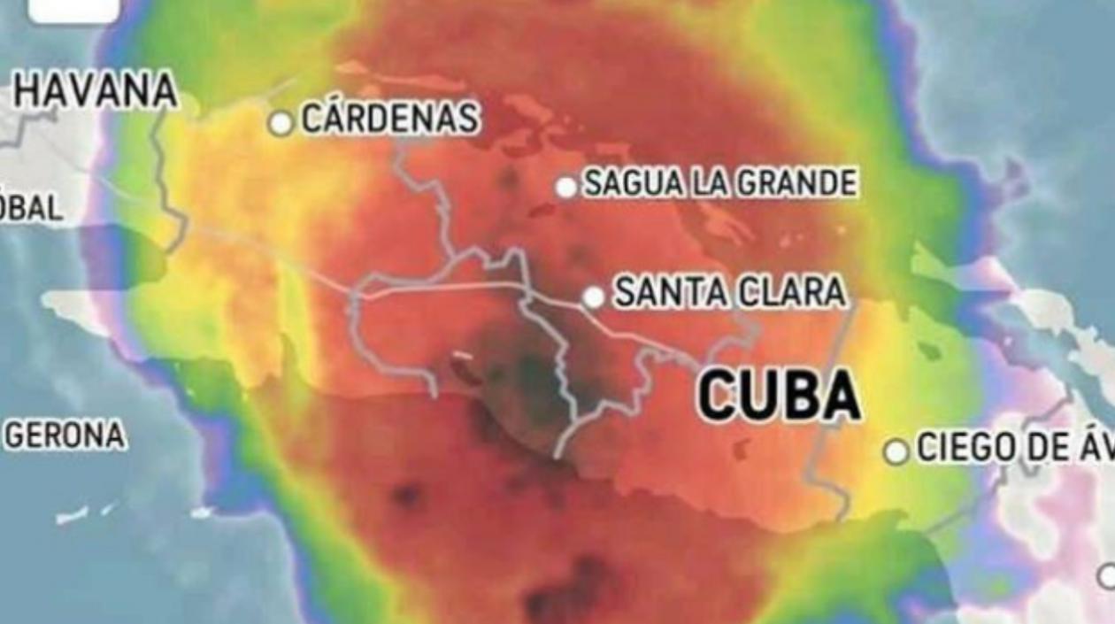 Imagen satelital muestra la nubosidad extrema en las últimas horas en la isla de Cuba.