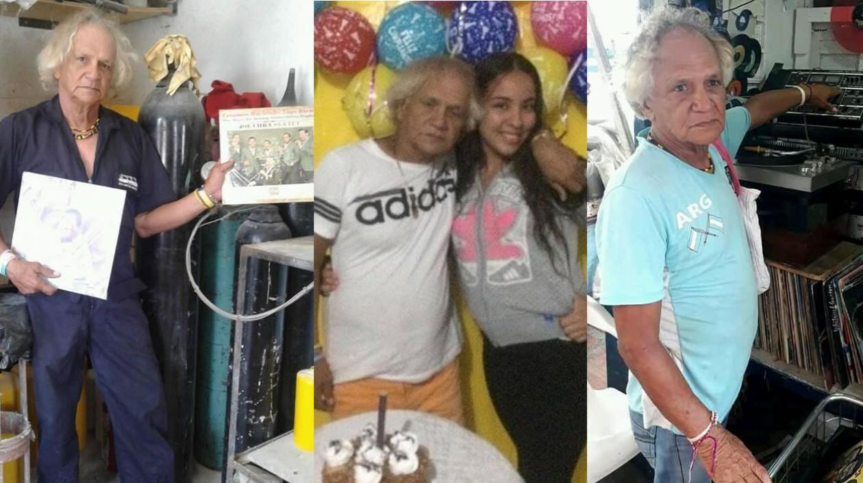 Pekos en su faceta de vendedor de LP y en familia.