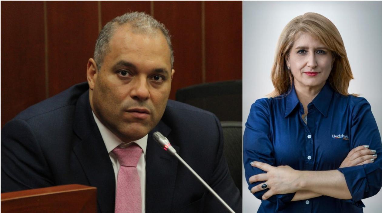 José David Name, senador; a la derecha Ángela Rojas, agente especial de Electricaribe.