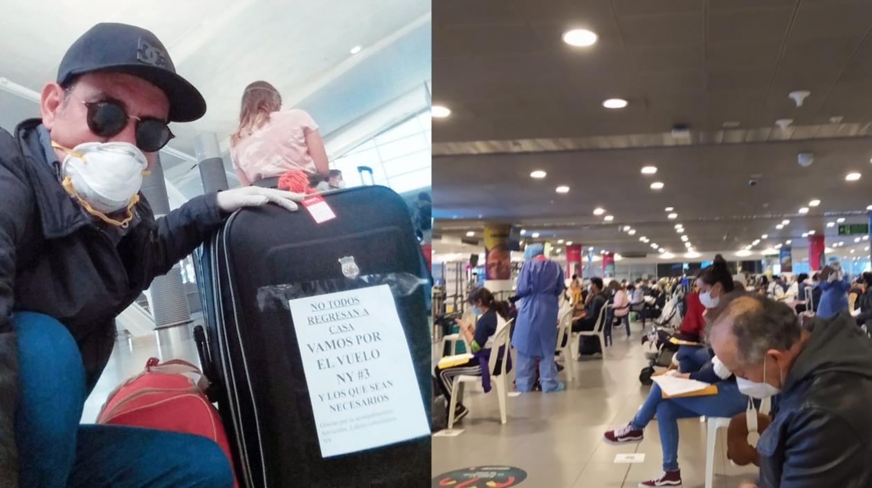 Diometh Tejada a su llegada al aeropuerto El Dorado junto con 210 colombianos.