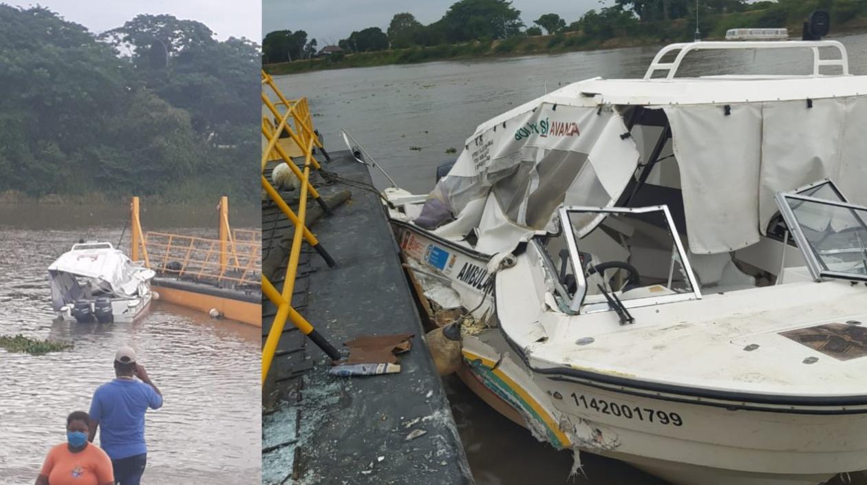 Así quedó la ambulancia acuática.