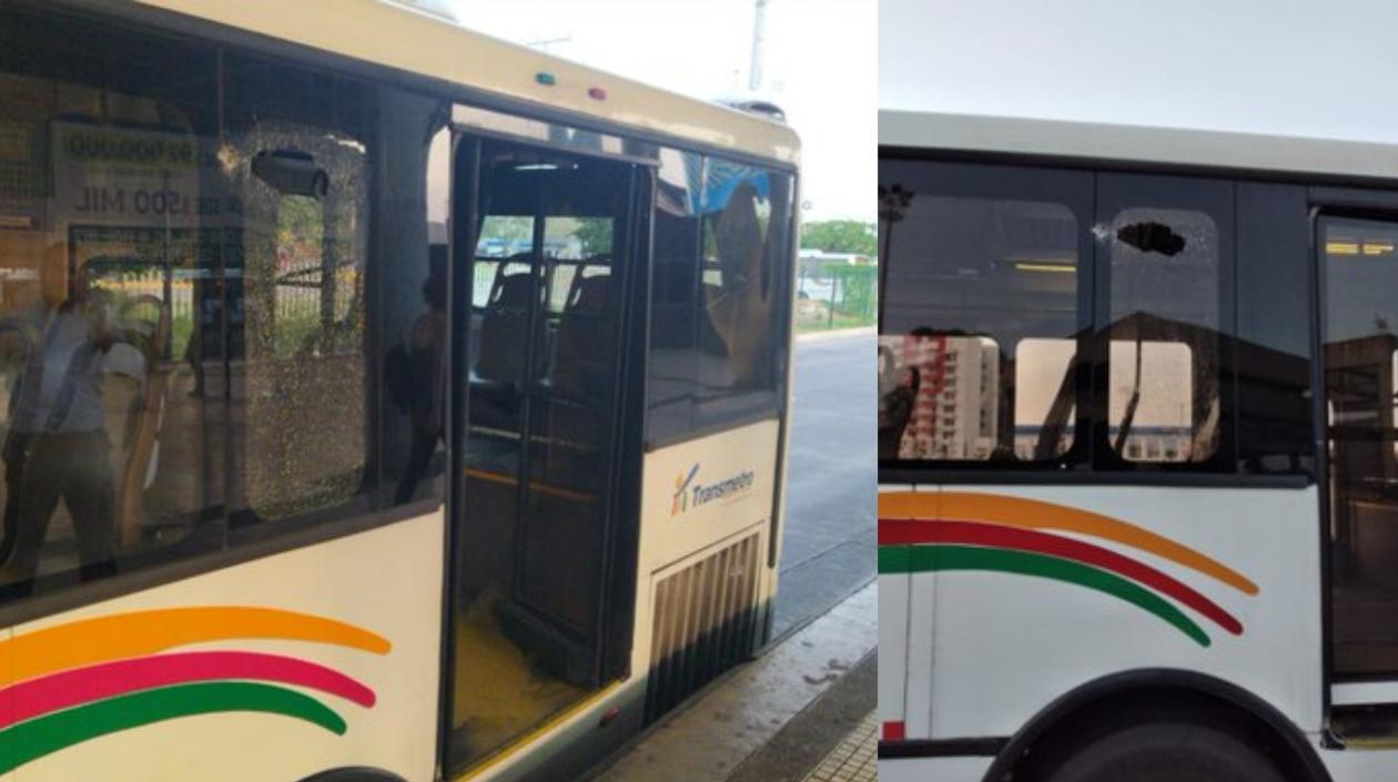 Así quedaron los buses tras el ataque a piedra.