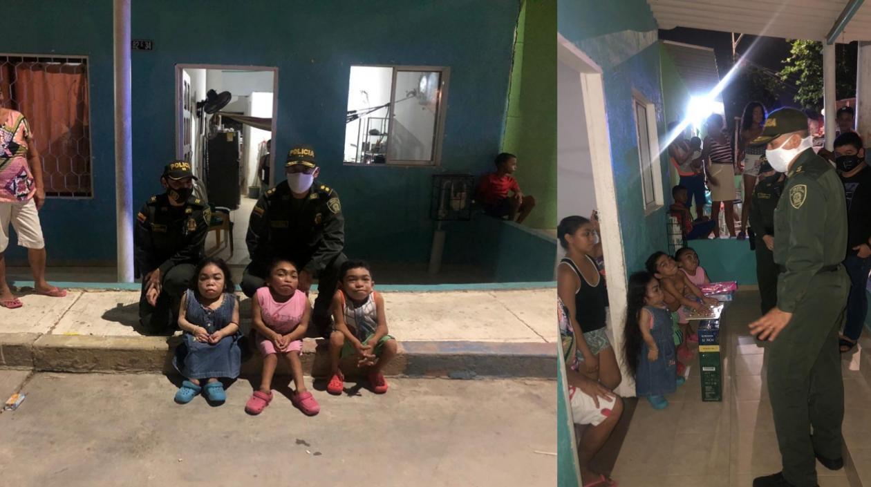 Entrega de ayudas por parte de la Policía.