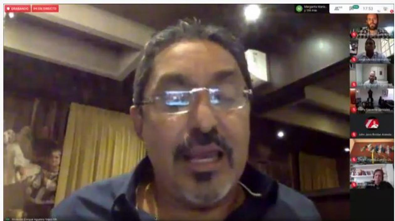 El Representante Modesto Aguilera, durante la sesión virtual.