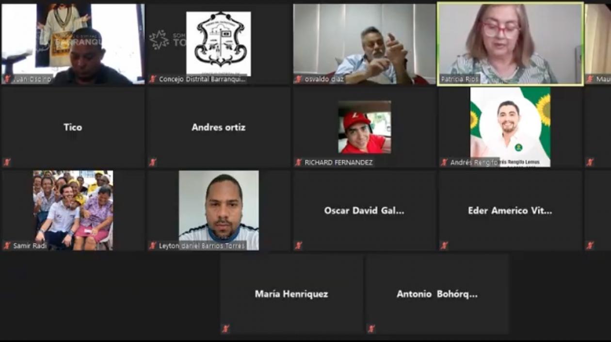 Un aspecto de la sesión virtual del Concejo de Barranquilla.