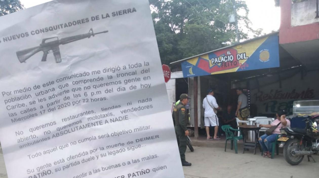 Panfleto amenazante.