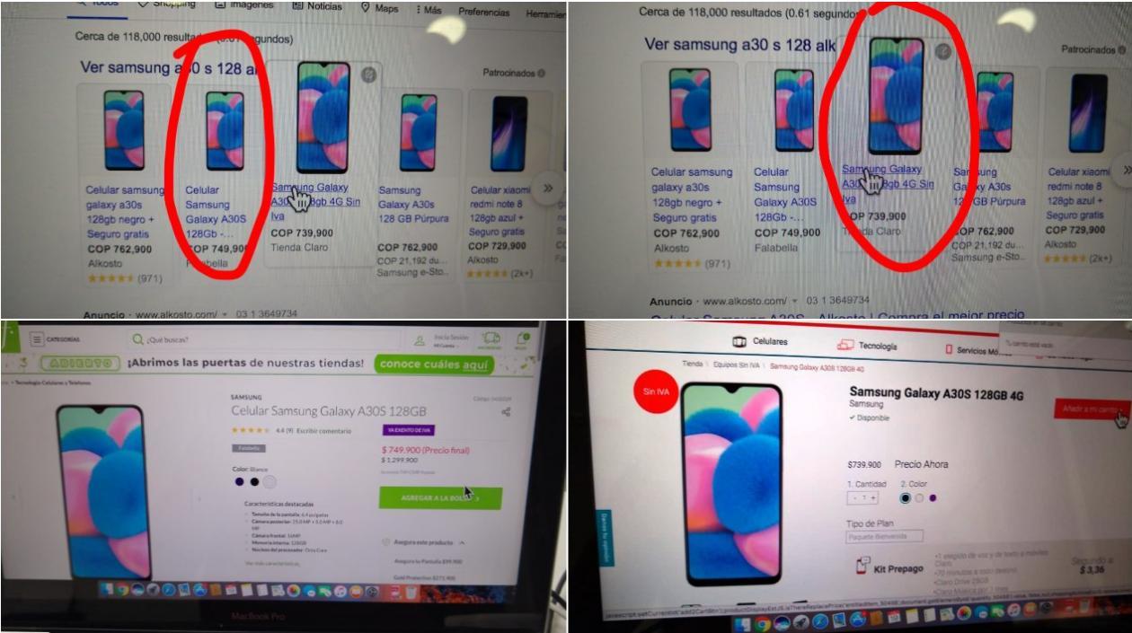 En las fotos superiores los precios de esta semana; en las fotos de abajo, los valores de hoy.