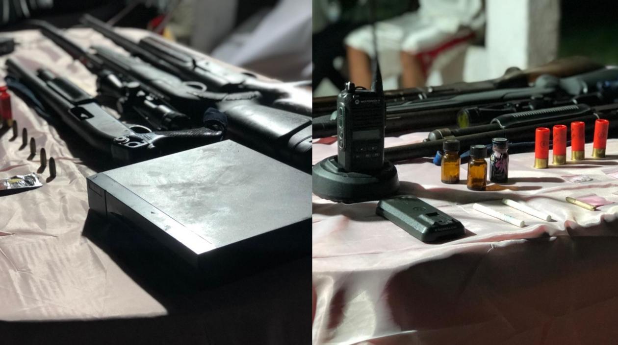 Armas y droga halladas.