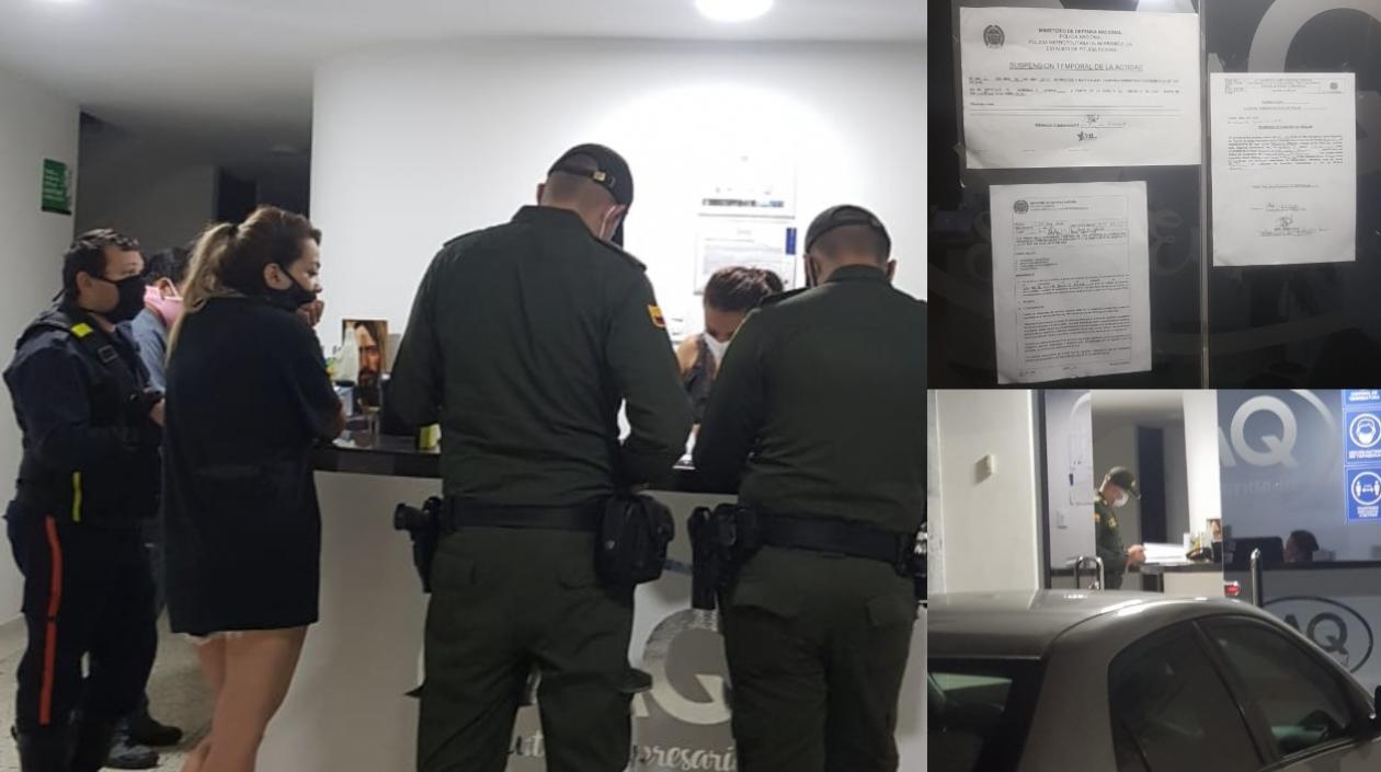 Momento en el que cierran el lugar y colocan el comparendo.