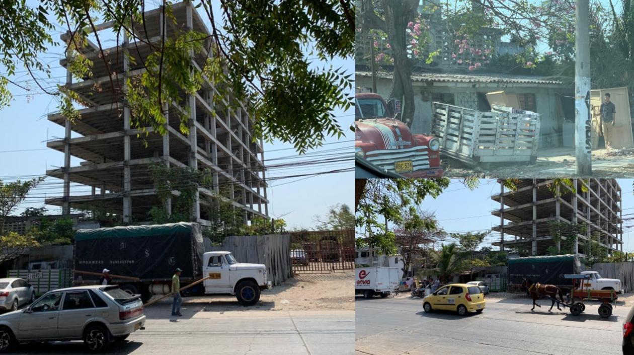 Clínica en construcción, cuya labor se ha retrasado por la invasión del espacio público.