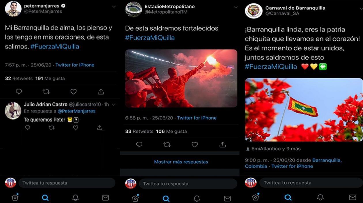 Expresiones de solidaridad con Barranquilla.