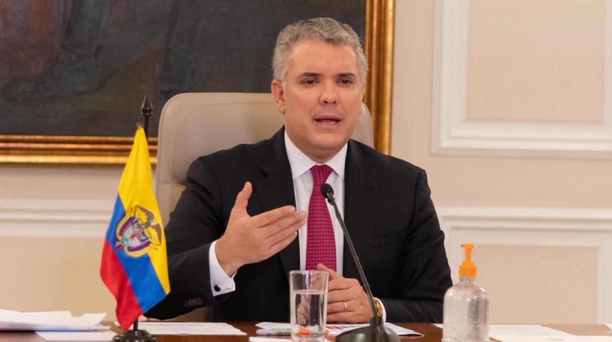 El Presidente Iván Duque durante su intervención esta noche.