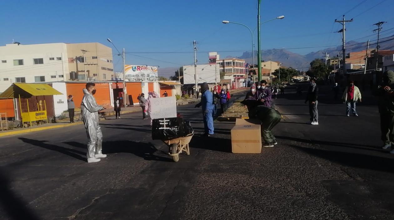 La protesta en Cochabamba.