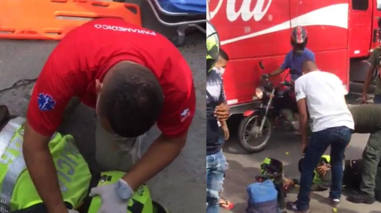 Dos policias heridos.