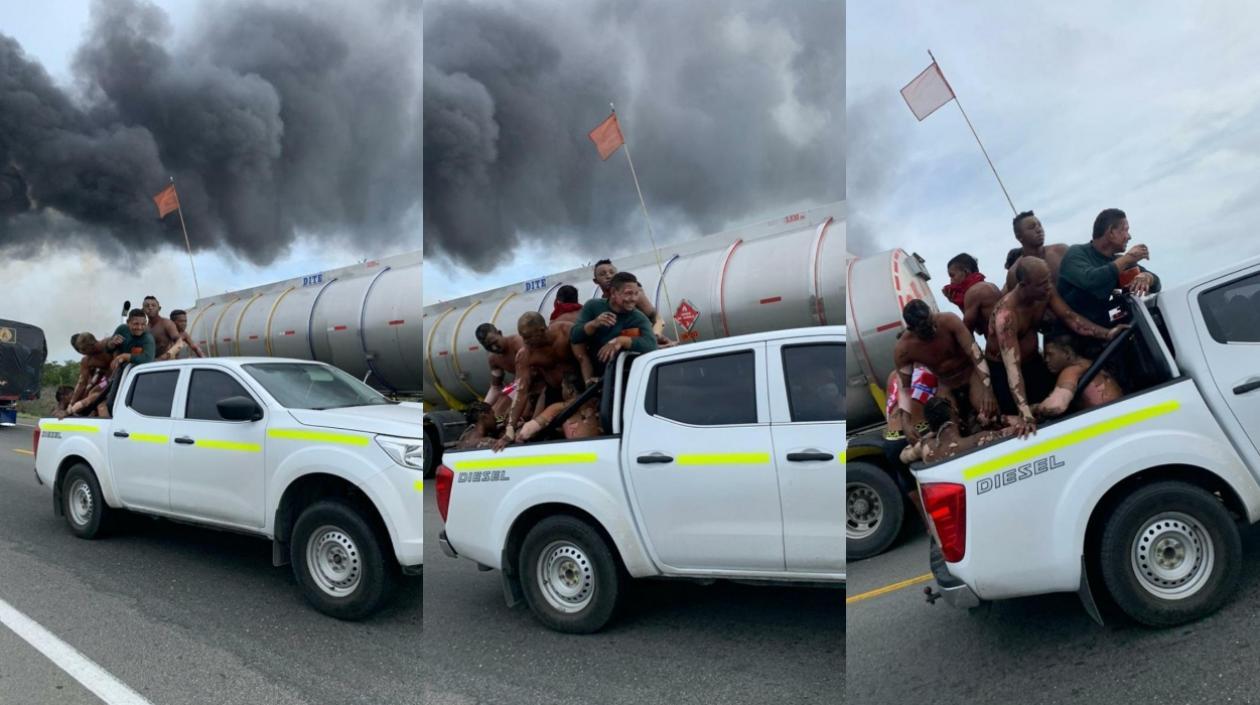 Incendio en la Vía Ciénaga-Barranquilla.