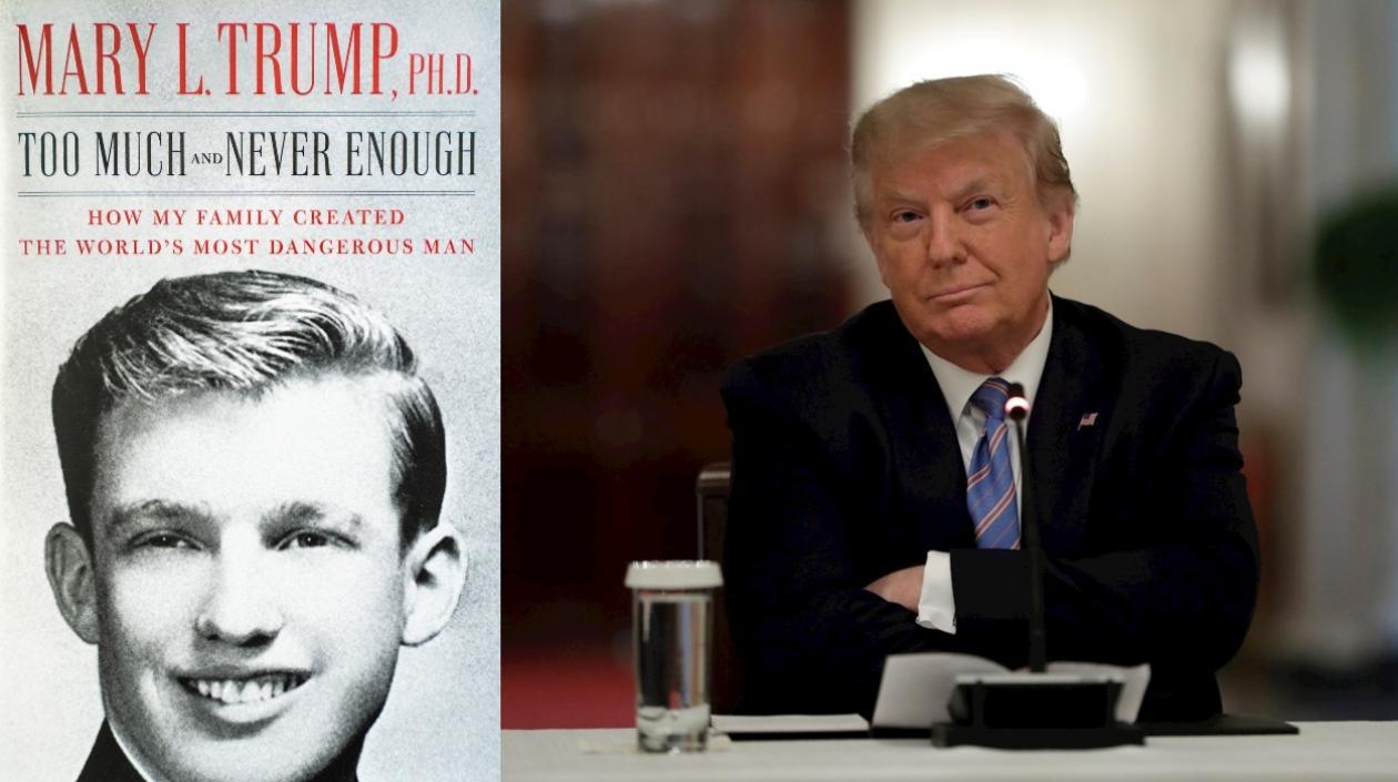 Portada del libro y Donald Trump.