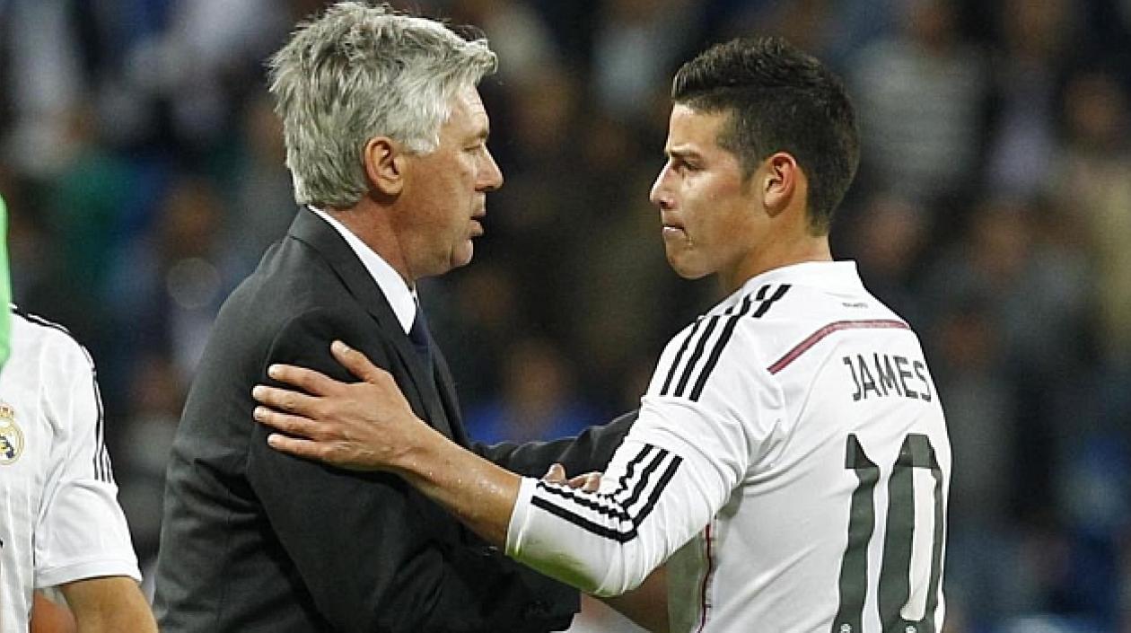Carlo Ancelotti y James Rodríguez.