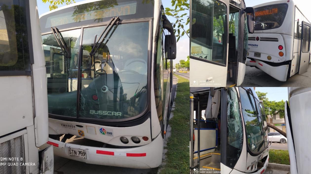 Los dos buses accidentados.