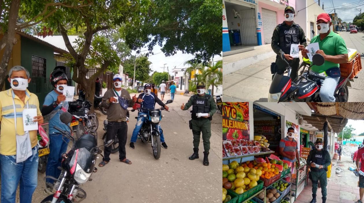 Entrega de tapabocas.