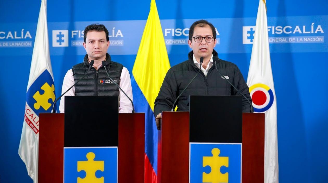 Contralor y Fiscal en una rueda de prensa de control a recursos, en medio del coronavirus.