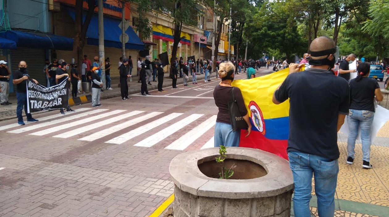 Protesta de comerciantes en el centro.