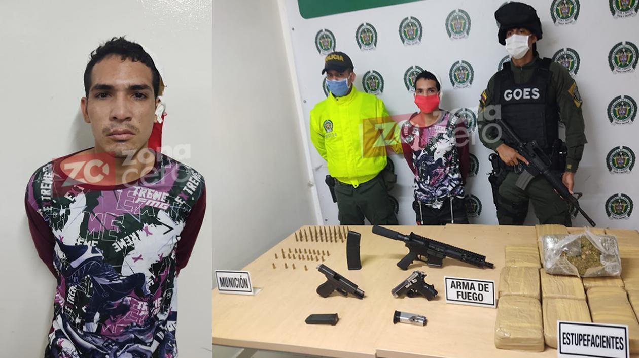 "Tommy Masacre" y las armas que tenía en su poder.