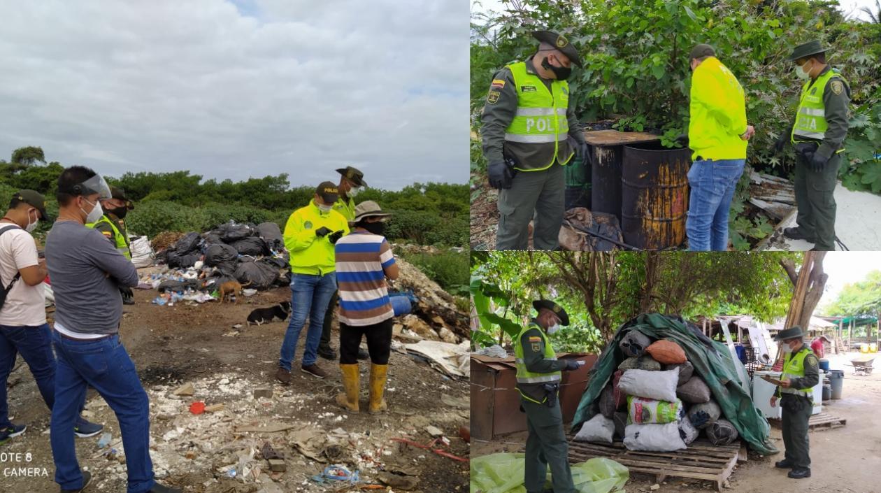 Panorama de lo hallado por la Policía en los alrededores de la Ciénaga de Mallorquín.