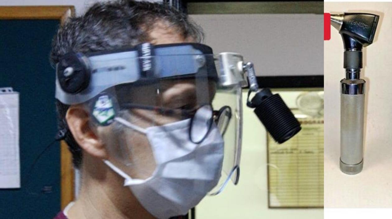 Este frontoluz adaptado a una careta y un otoscopio similar a este le fueron hurtados al médico.