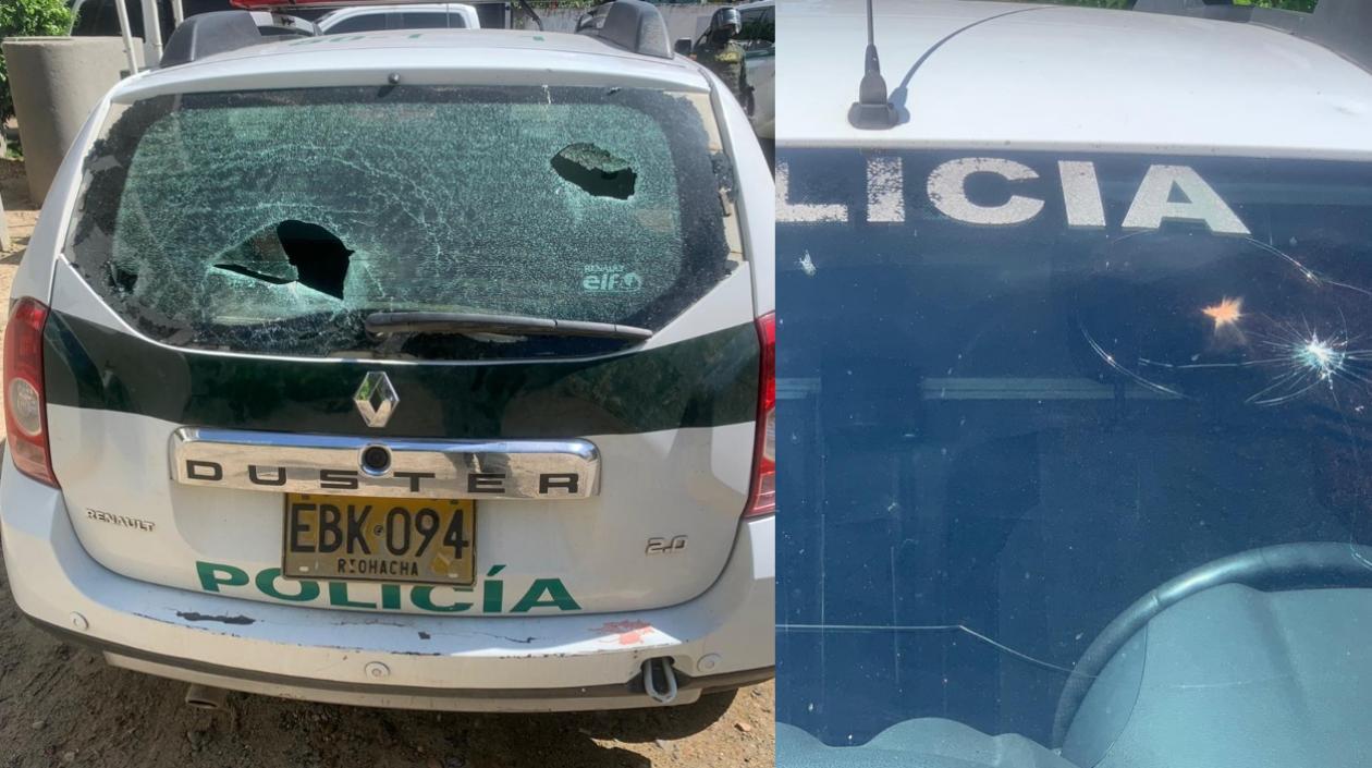 Una patrulla afectada en medio de la asonada.