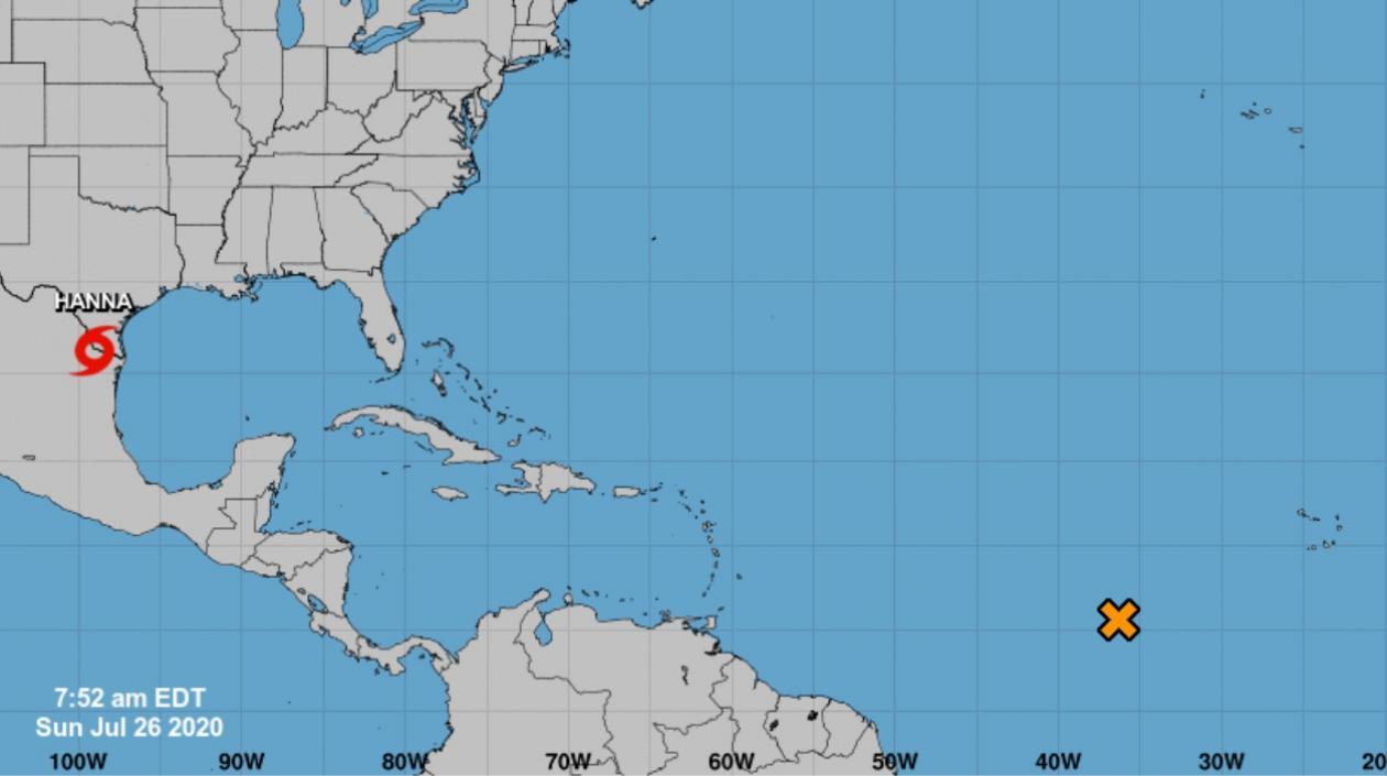 Donde se halla la X salmón es el punto donde se forma una nueva tormenta tropical.