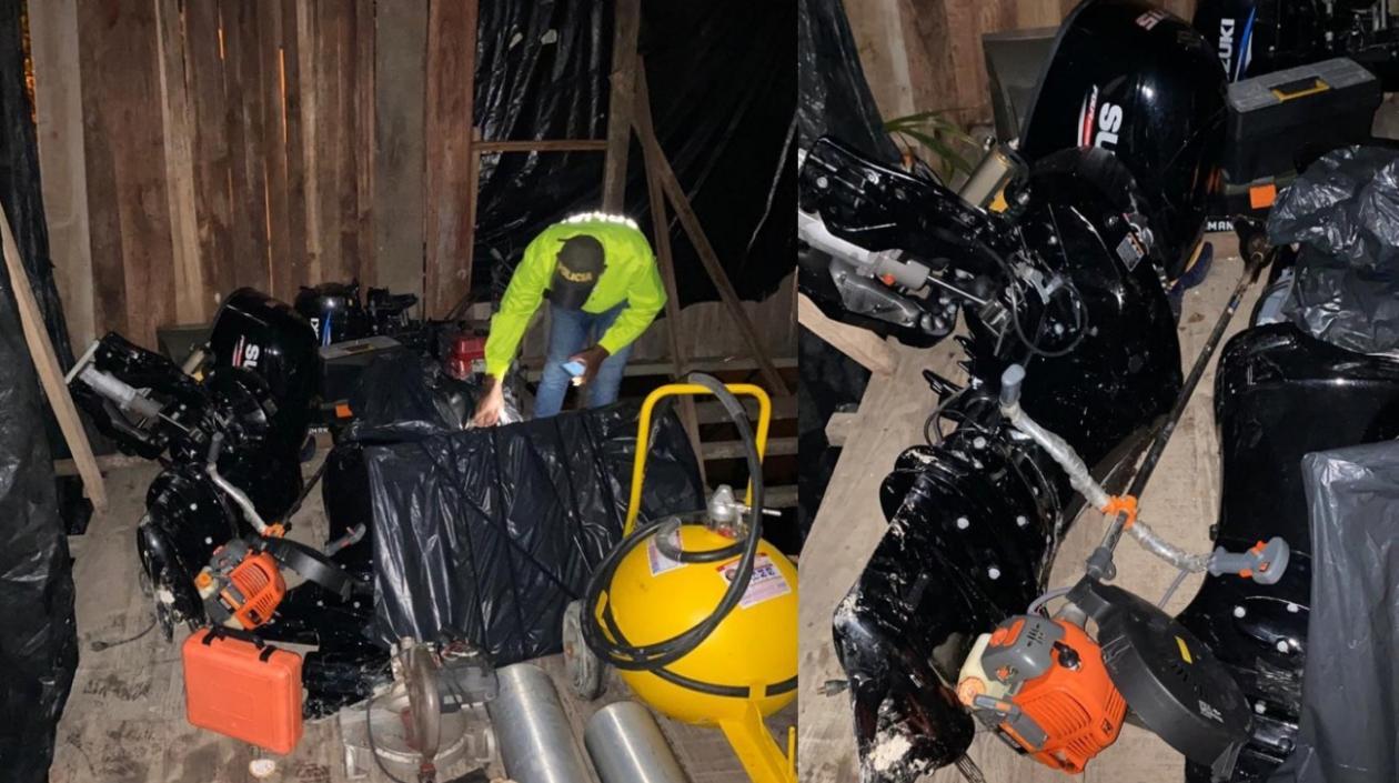 Elementos hurtados por delincuentes y recuperados por la Policía.