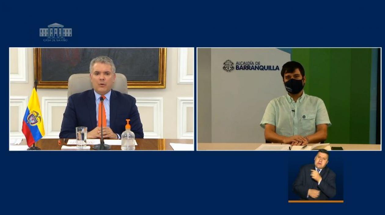 Presidente Iván Duque y Alcalde de Barranquilla Jaime Pumarejo